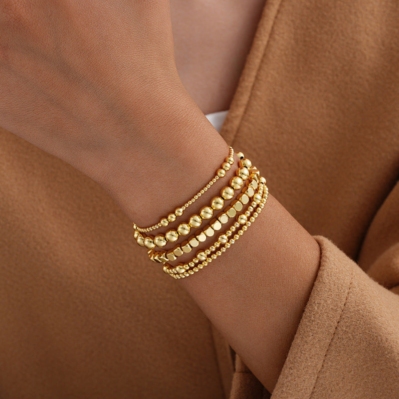 Stylish 5-Piece Elastic Beaded Bracelet Set