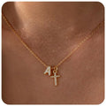 Zircon Inlaid 26 Letter Cross  Necklace