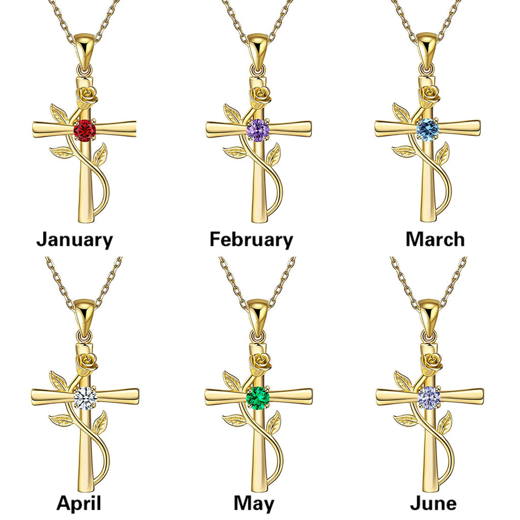 Celeste Cross Birthstone Necklace