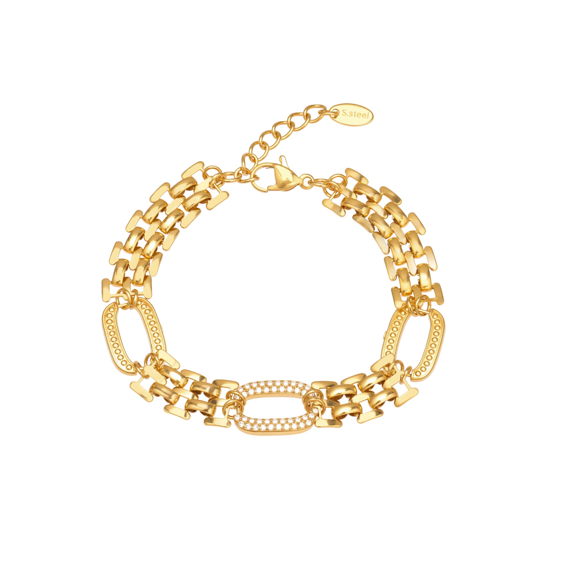 Light Luxury Stainless Steel Bracelet With Full Zirconia Stones