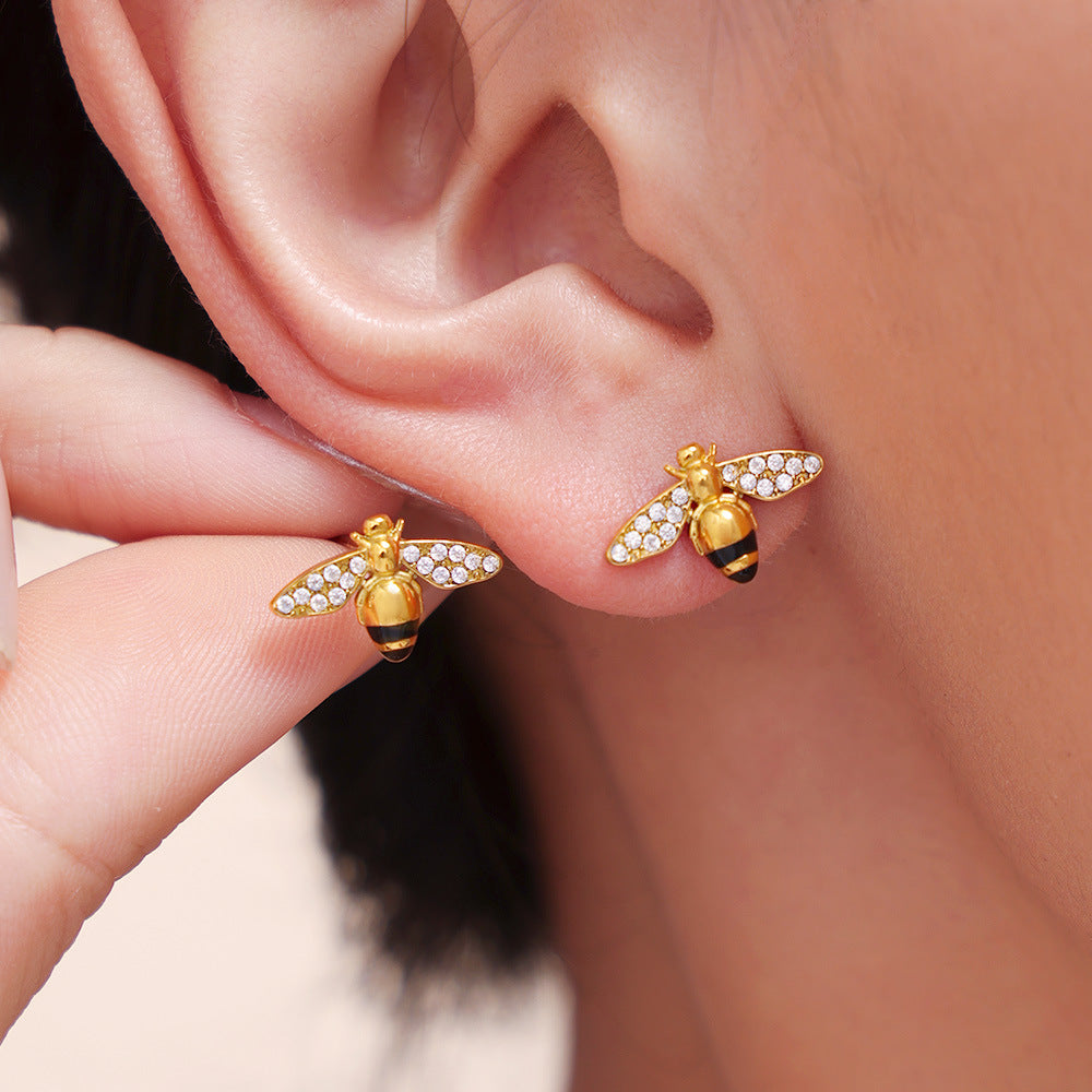 Stylish Oil-Drip Zircon Hardworking Little Bee Bracelet