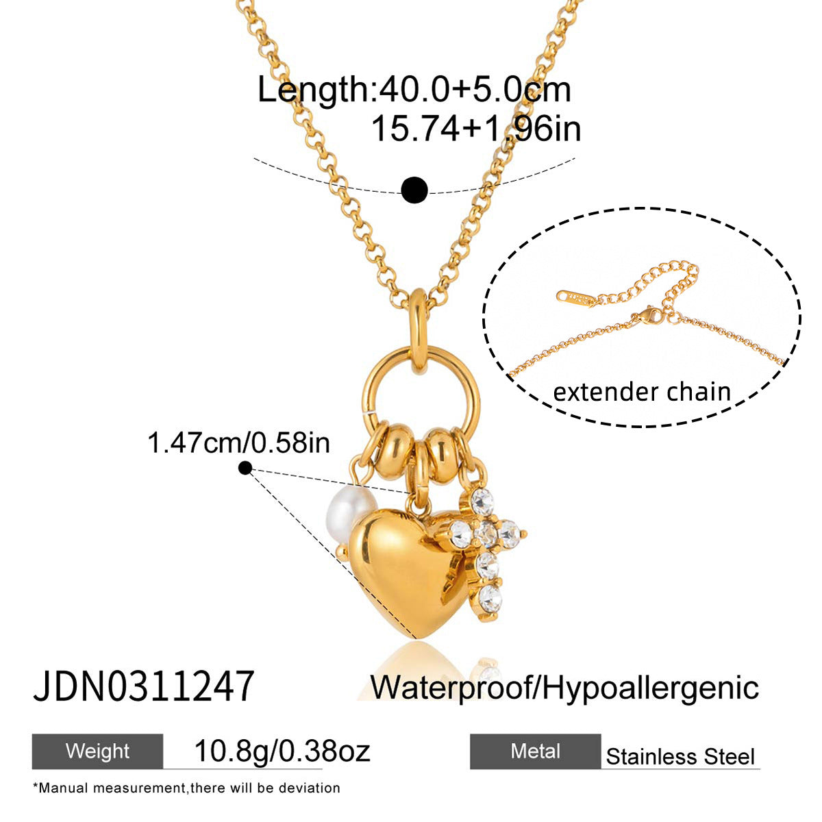 Womens Lightweight Luxury Titanium Steel Necklace With A Heart-shaped Zircon Charm