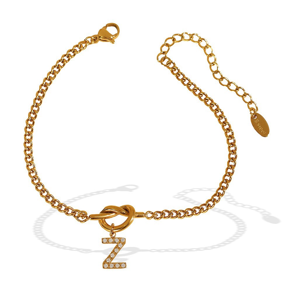 26-letter Pendant Knotted Heart Bracelet